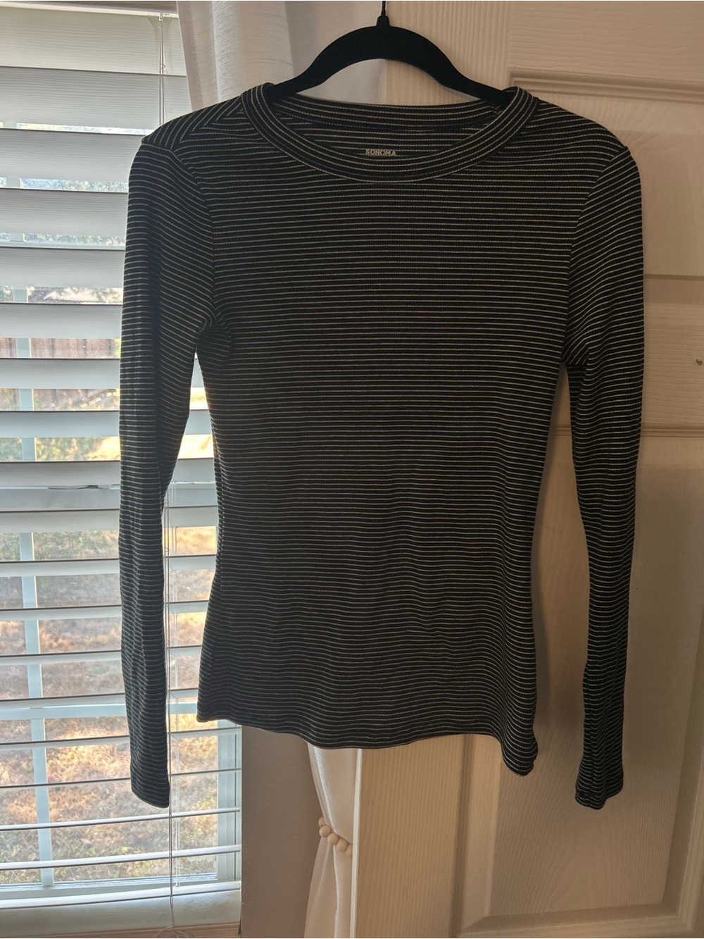 Sonoma Black and White Striped Long Sleeve Tee